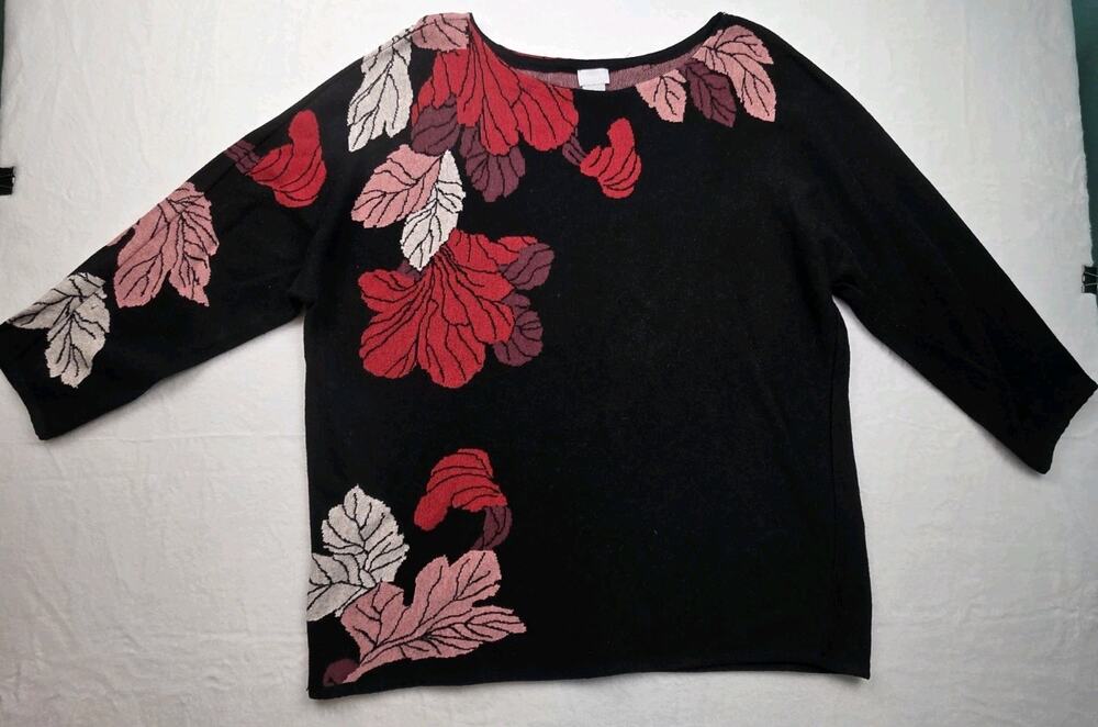 BEAUTIFUL Chico's "Floral" Sweater Top- Size 3 XL
